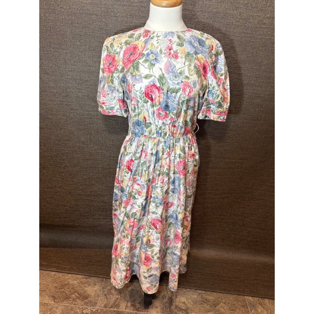 Vintage Saks Fifth Avenue The Kollection Floral Midi‎ Cottagecore Dress Size 8
